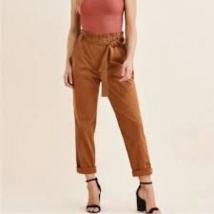 Dynamite Women's Burnt Orange Paperbag Waist Pants